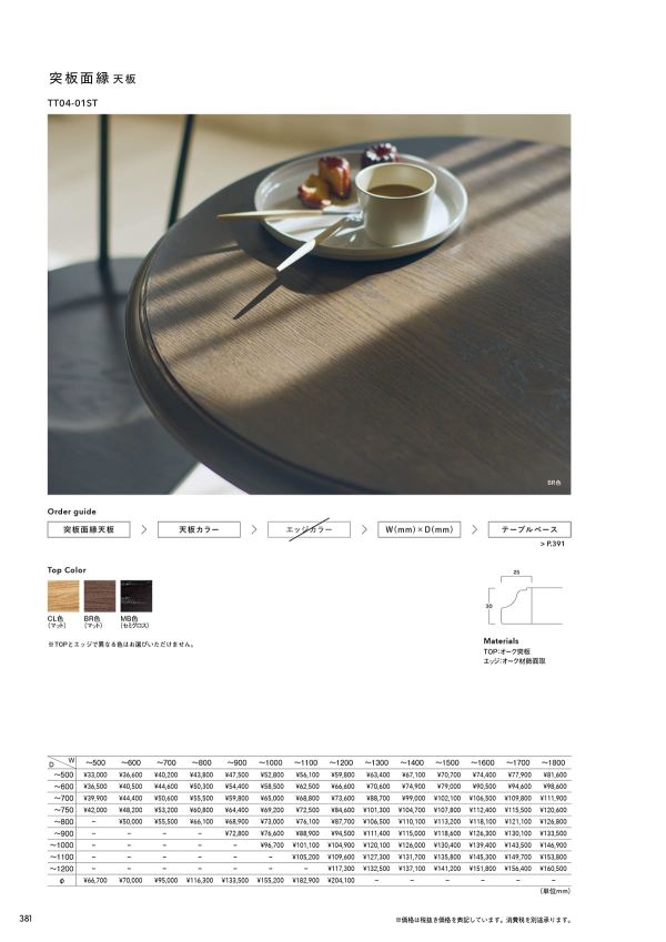 突板面縁天板 TT04-01STのカタログ画像-1