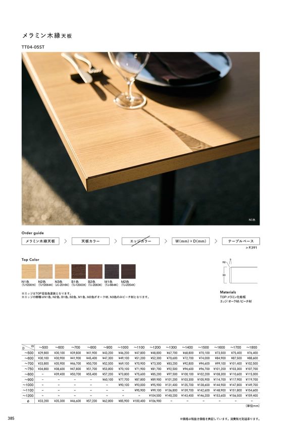 メラミン木縁天板 TT04-05STのカタログ画像-1