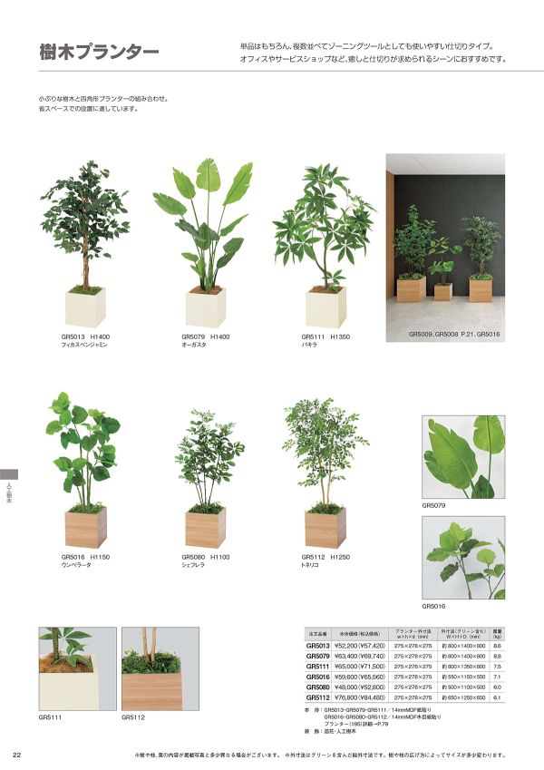 ボックスプランター フィカスベンジャミン H1400 GR5013のカタログ画像-1