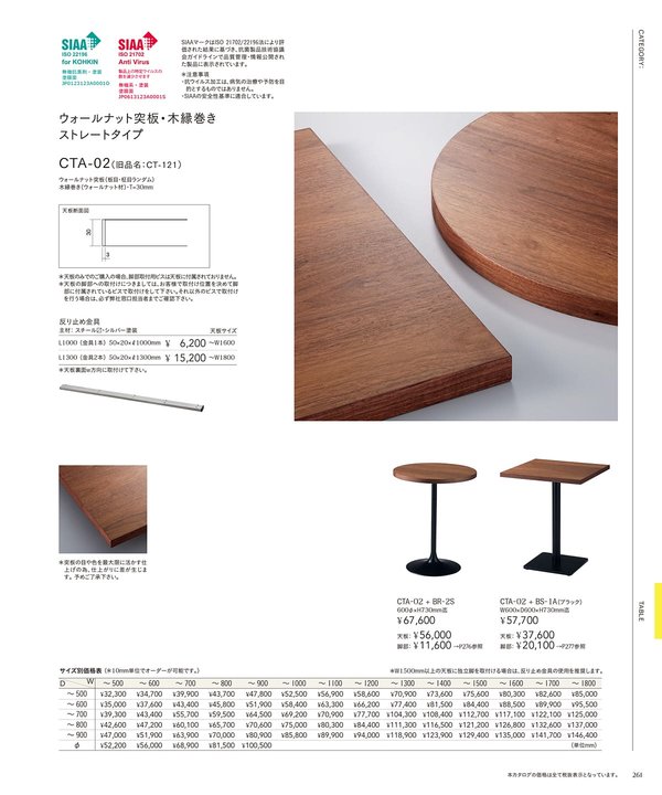 CTA-02 ウォールナット突板 木縁巻き ストレートタイプのカタログ画像-1