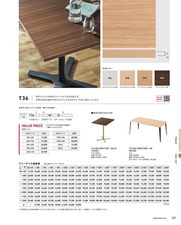 T36 低圧メラミン化粧板 ABS樹脂エッジのカタログ画像-1
