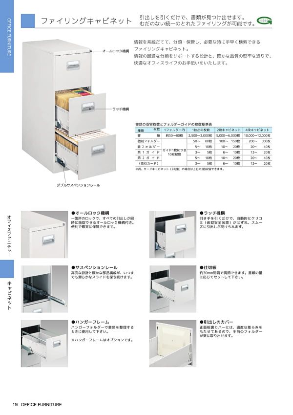ファイリングキャビネット 2段B4サイズ B4-2Wのカタログ画像-2