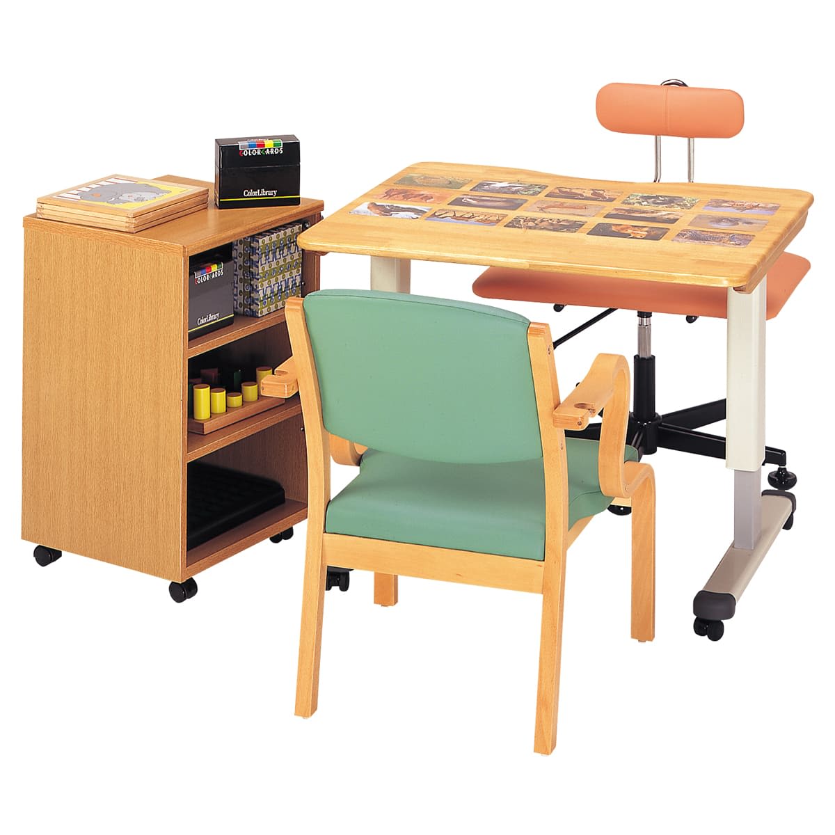 言語療法訓練テーブル GZタイプ　木製キャビネット付-画像1