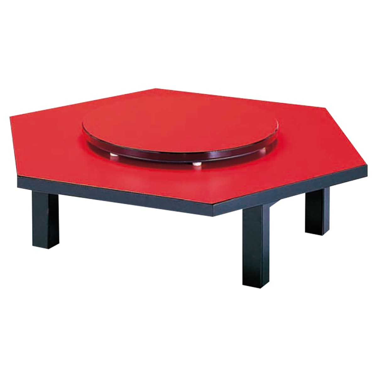 中華 六角座卓 (折脚) 回転盤付-画像1