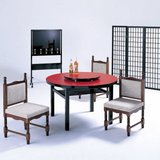 中華 円型テーブル （木製棚付脚） 回転盤付｜演漆のダイニングテーブル
