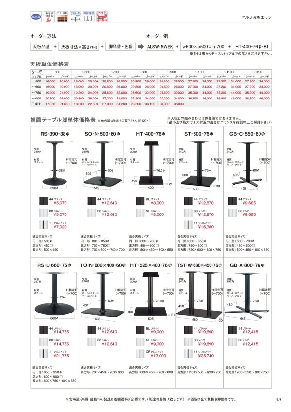 メラミン天板（アルミ波型エッジ）ダークブラウン（木目）ALSW-MDBKのカタログ画像-2