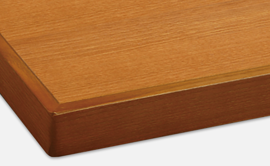 メラミン化粧板天面と木製エッジ