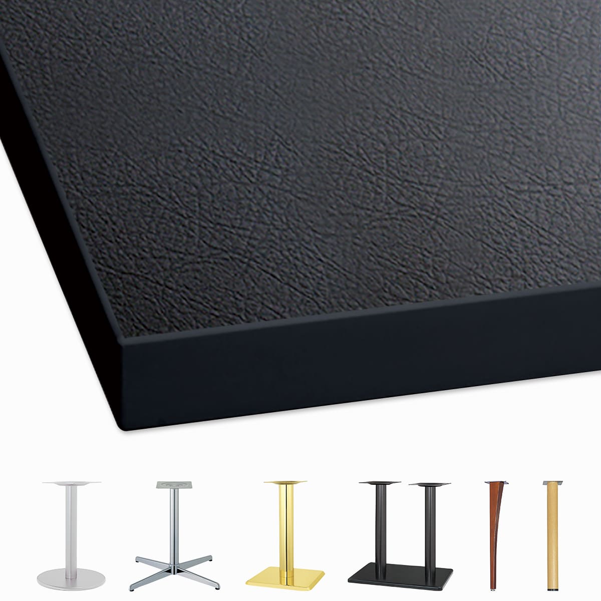 メラミン天板（樹脂エッジ）黒レザー調 AH-MBL-画像1