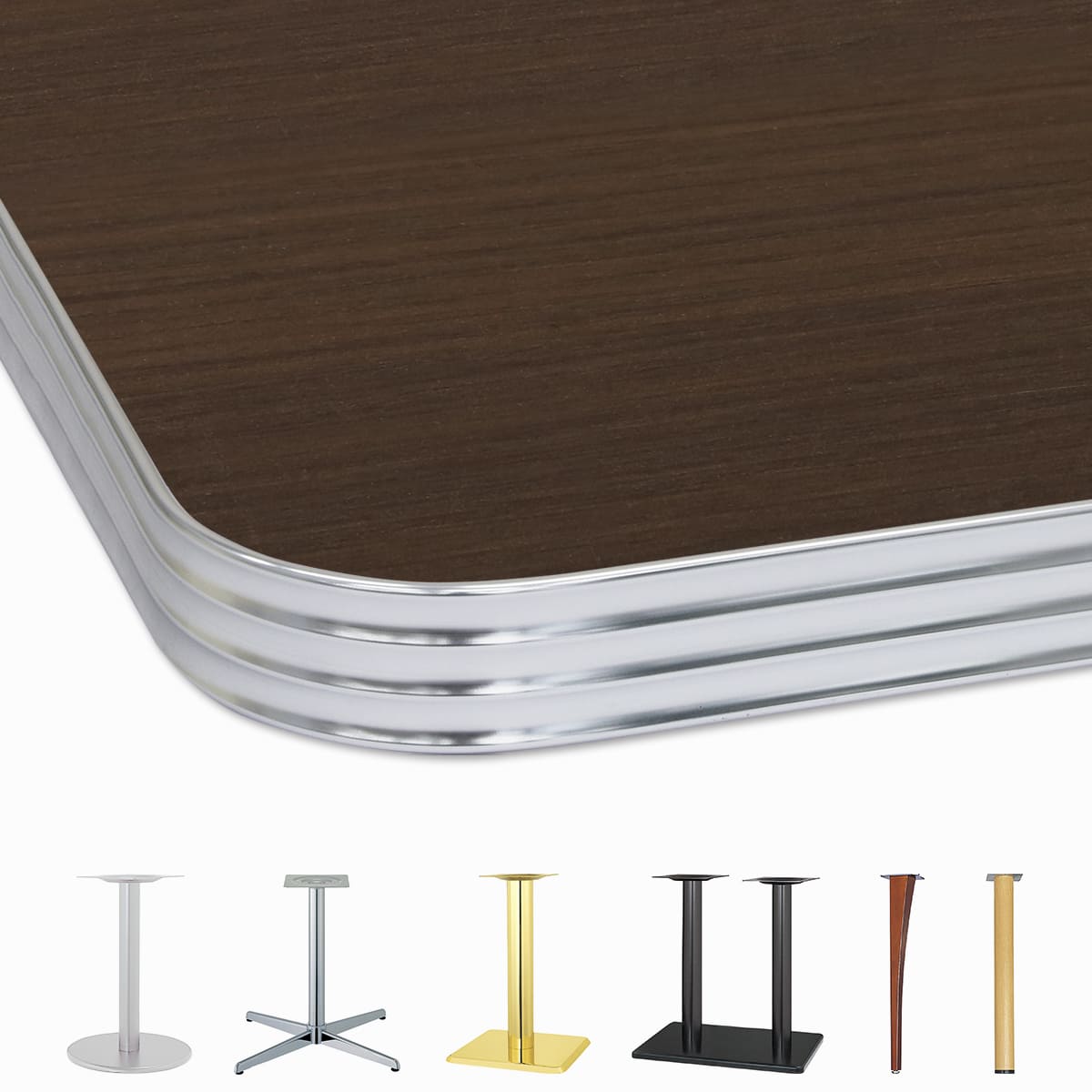 メラミン天板（アルミ波型エッジ）ダークブラウン（木目）ALSW-MDBK-画像1