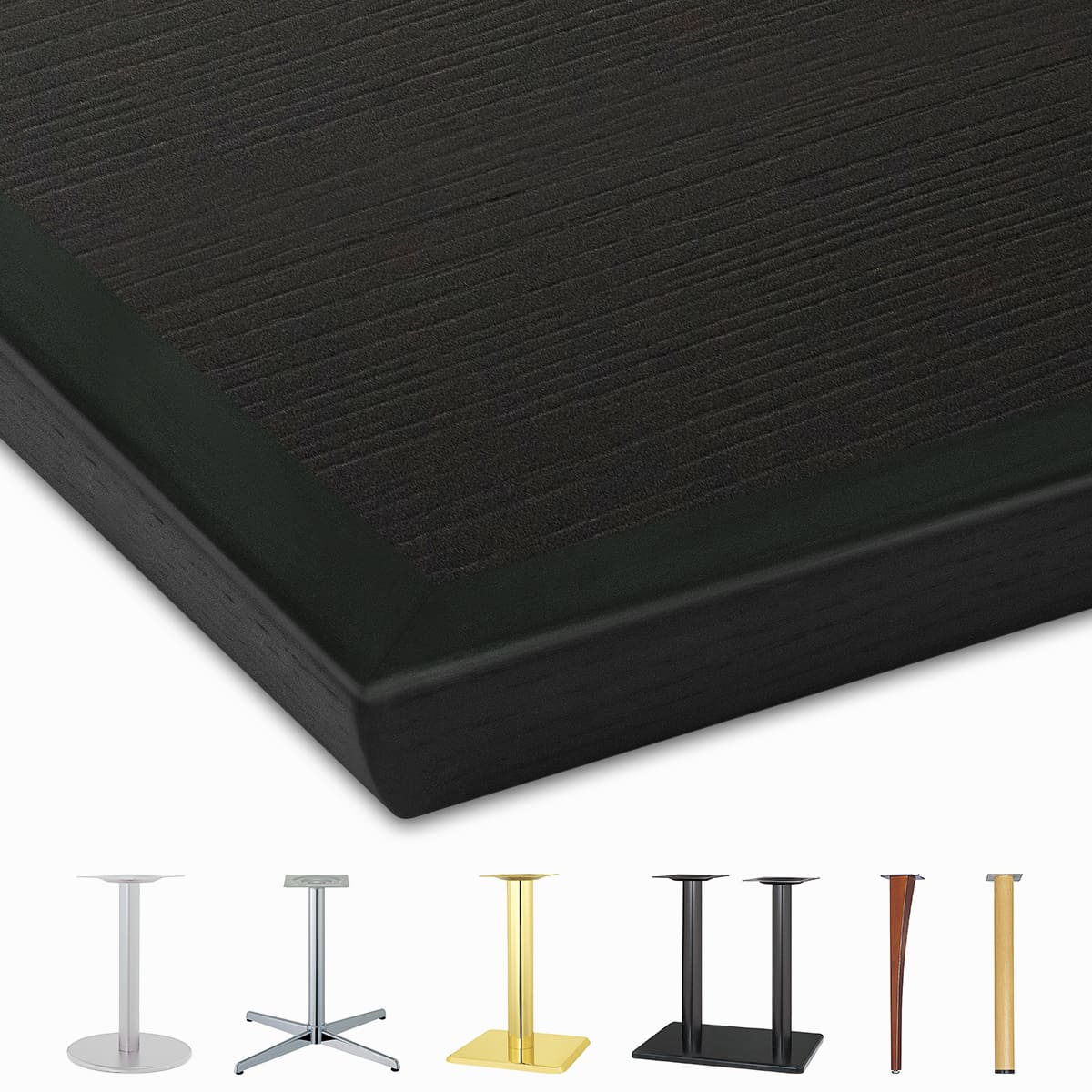 天然木突板天板(木製船底形エッジ)ブラック BL-WDVE-WR-画像1