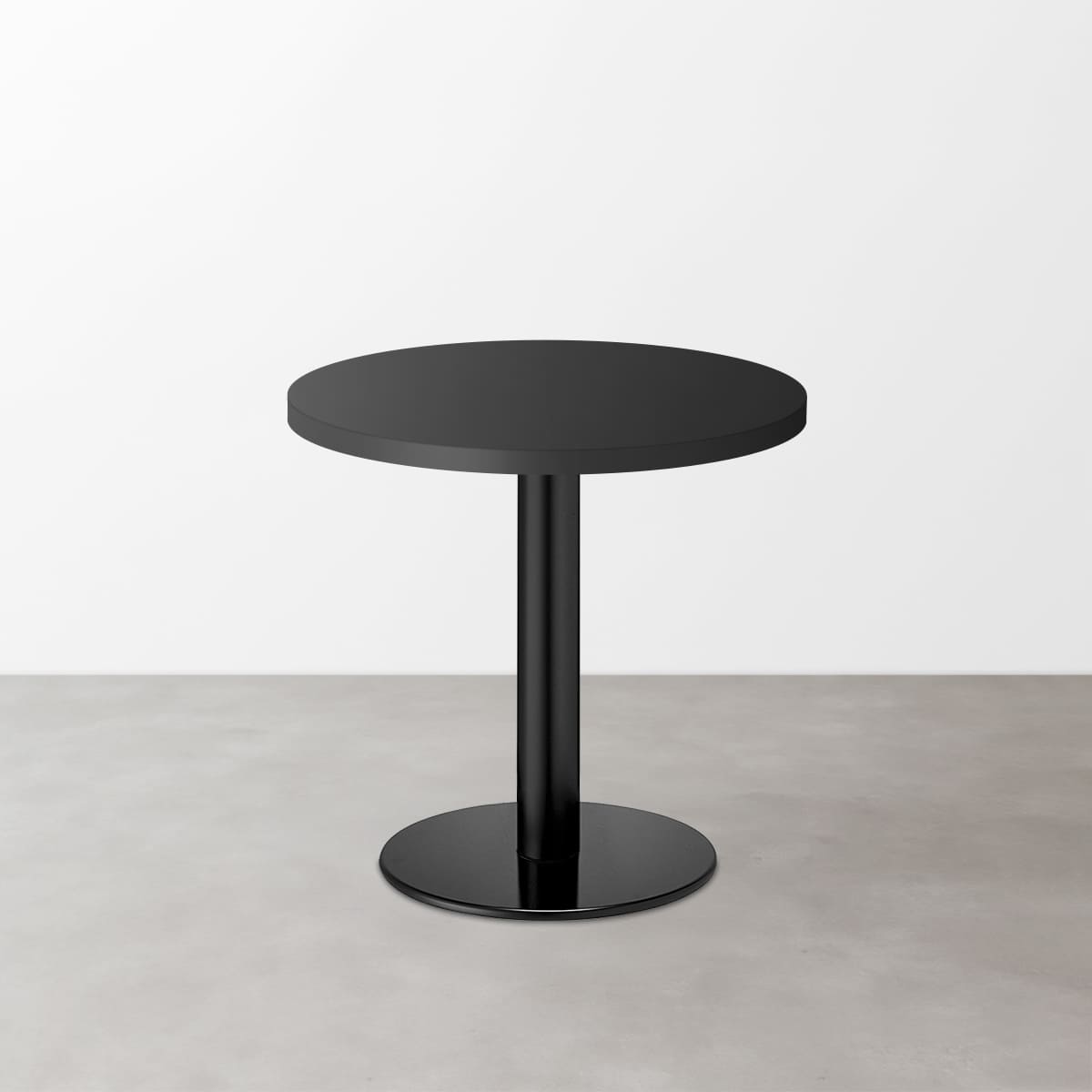 鏡面 スナックテーブル（φ600）グロスブラック 丸形ベース脚セット-画像1