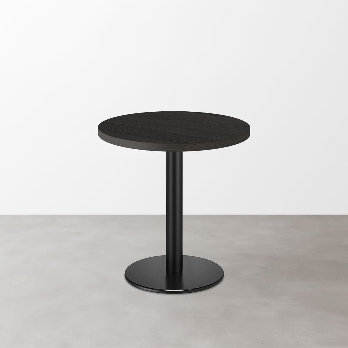 木目 スナックテーブル（φ500）ブラック 柾目 丸形ベース脚セット-画像1