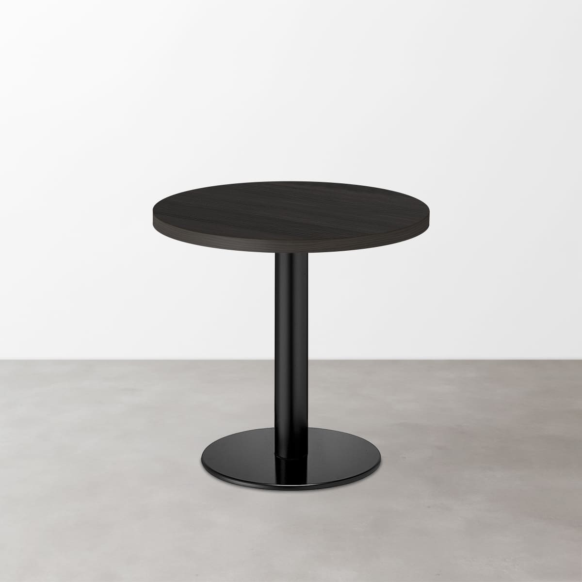 木目 スナックテーブル（φ600）ブラック 柾目 丸形ベース脚セット-画像1