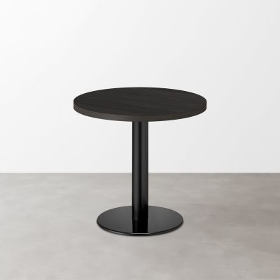 木目 スナックテーブル（φ600）ブラック 柾目 丸形ベース脚セット