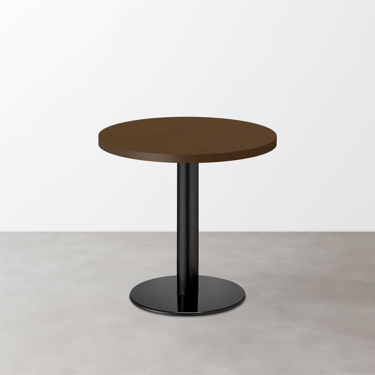 スナックテーブル（φ600）ブラウン レザー調 つや消し 丸形ベース脚セット-画像1