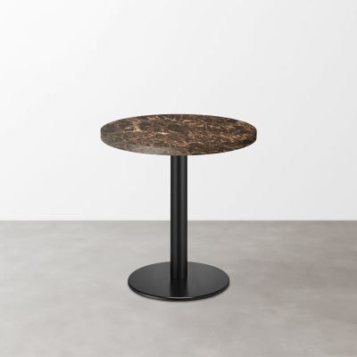 大理石柄 スナックテーブル（φ500）ブラウンマーブル（グロス）丸形ベース脚セット