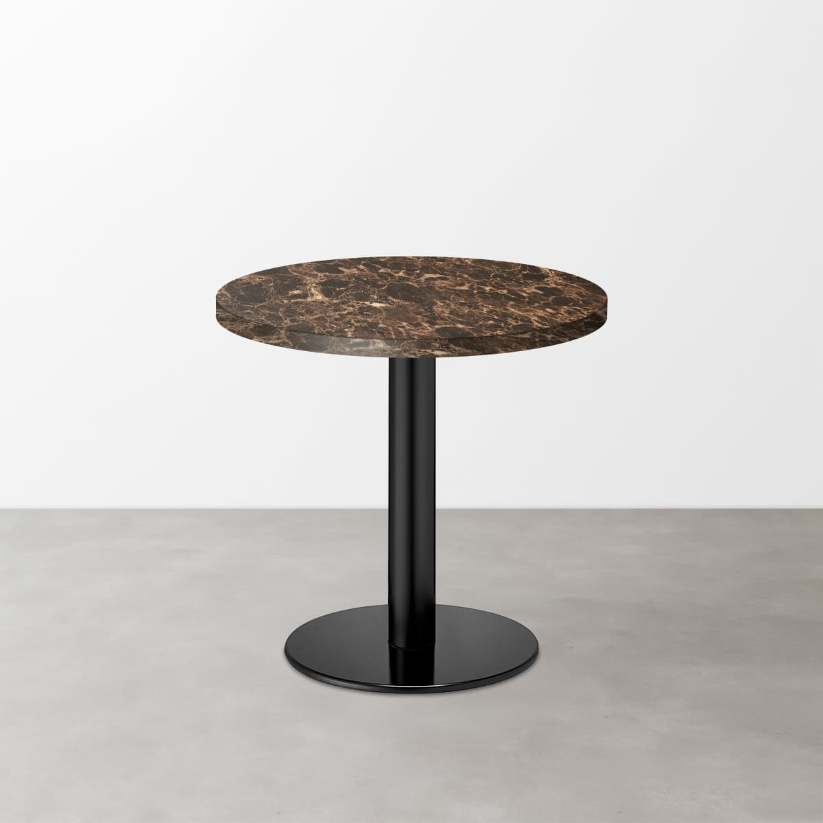 大理石柄 スナックテーブル（φ600）ブラウンマーブル（グロス）丸形ベース脚セット-画像1
