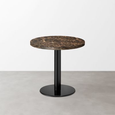 大理石柄 スナックテーブル（φ600）ブラウンマーブル（グロス）丸形ベース脚セット
