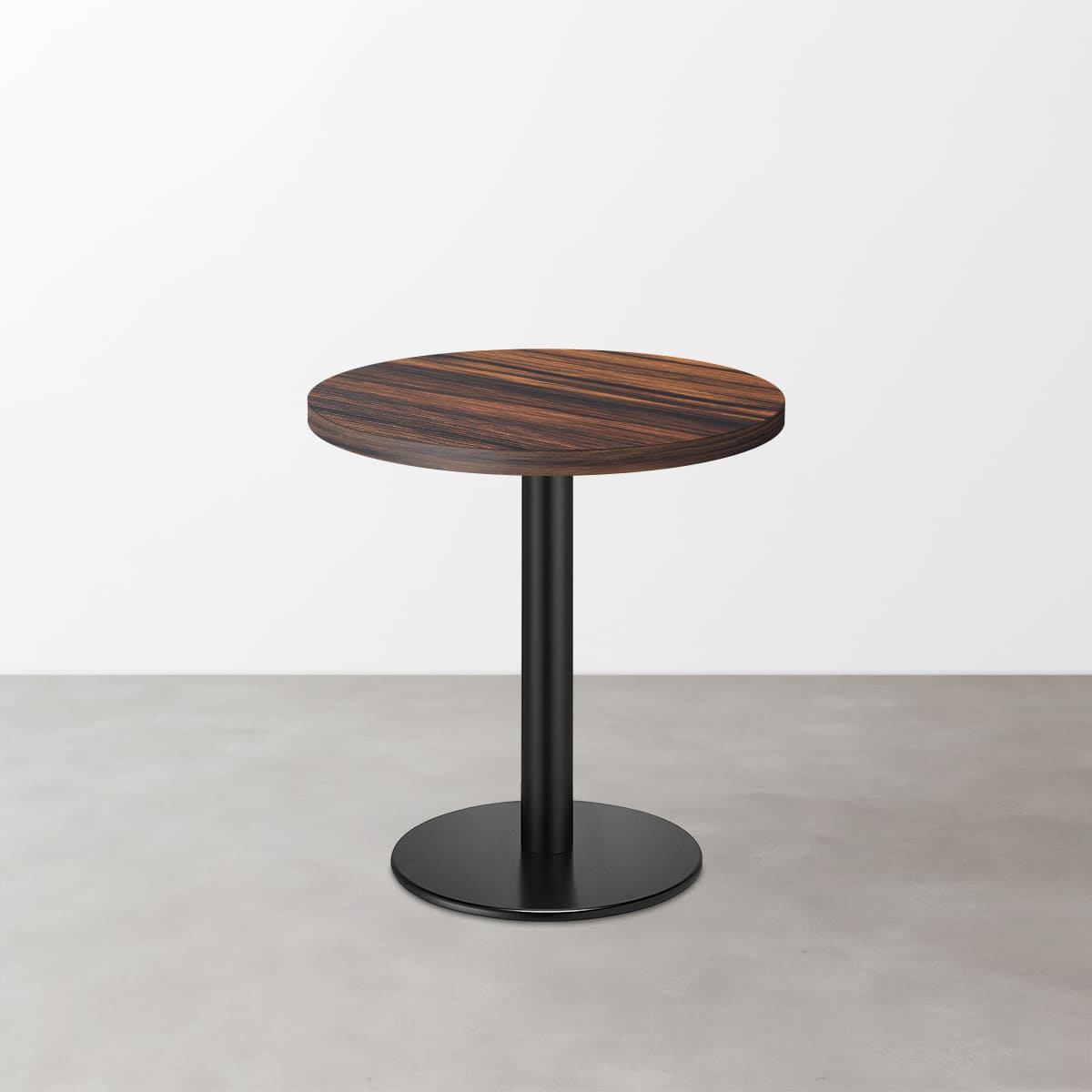 木目鏡面 スナックテーブル（φ550）ブラウンゼブラ 丸形ベース脚セット-画像1