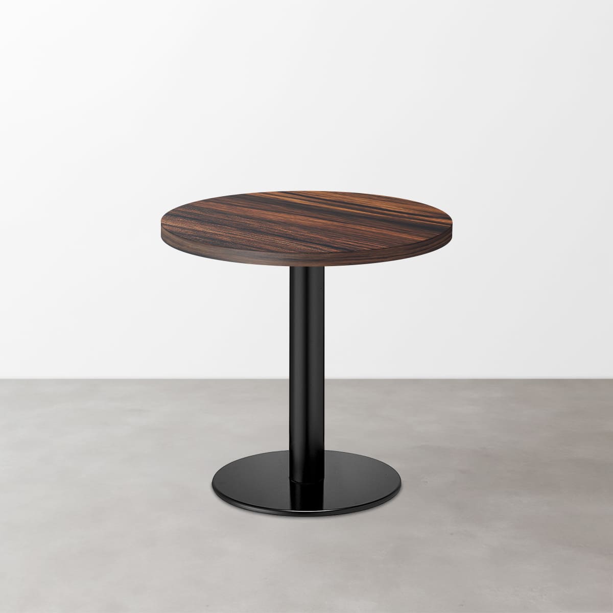 木目鏡面 スナックテーブル（φ600）ブラウンゼブラ 丸形ベース脚セット-画像1