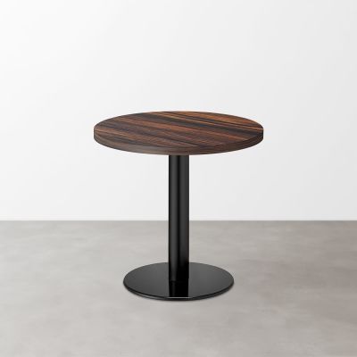 木目鏡面 スナックテーブル（φ600）ブラウンゼブラ 丸形ベース脚セット