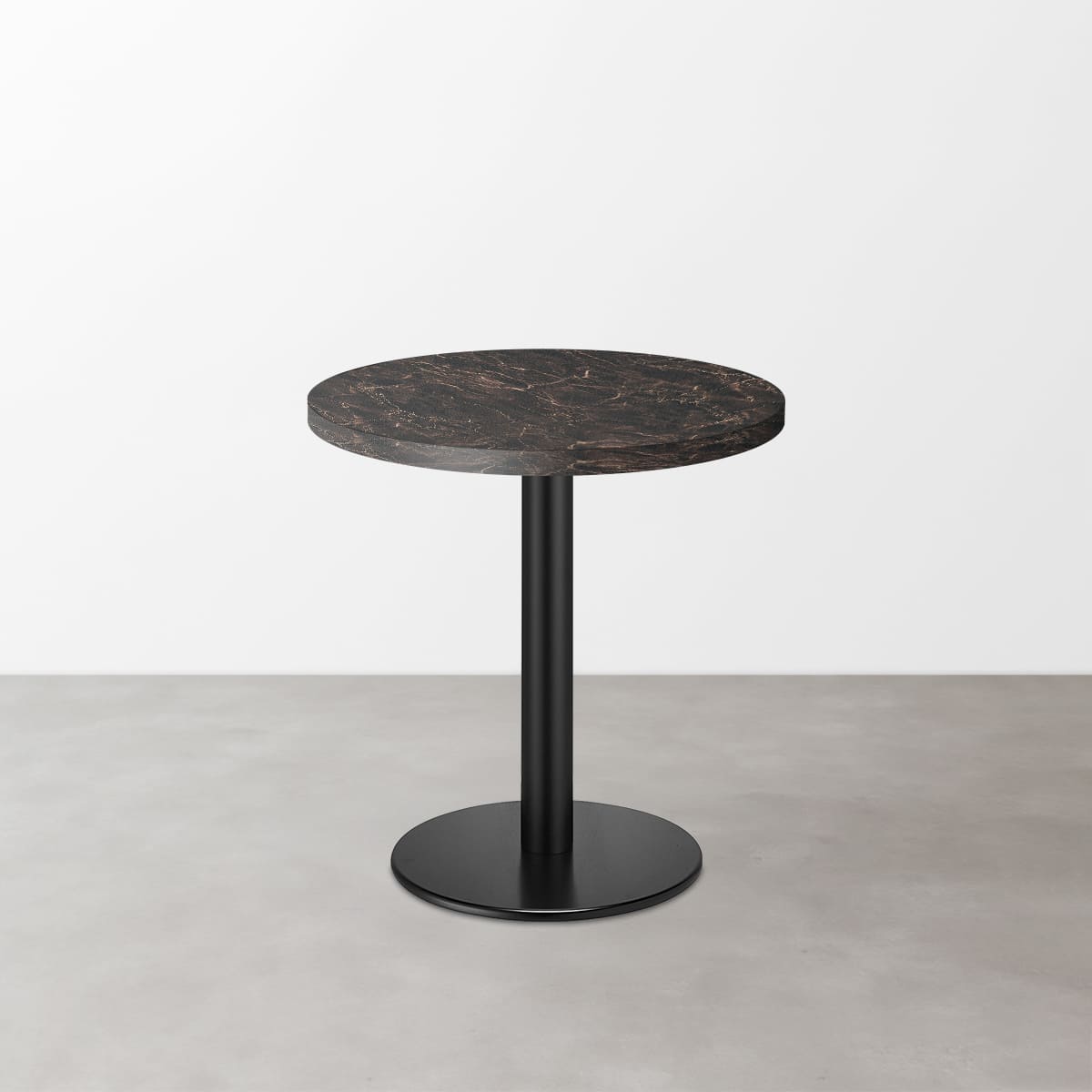 大理石柄 スナックテーブル（φ500）ダークマーブル（グロス）丸形ベース脚セット-画像1
