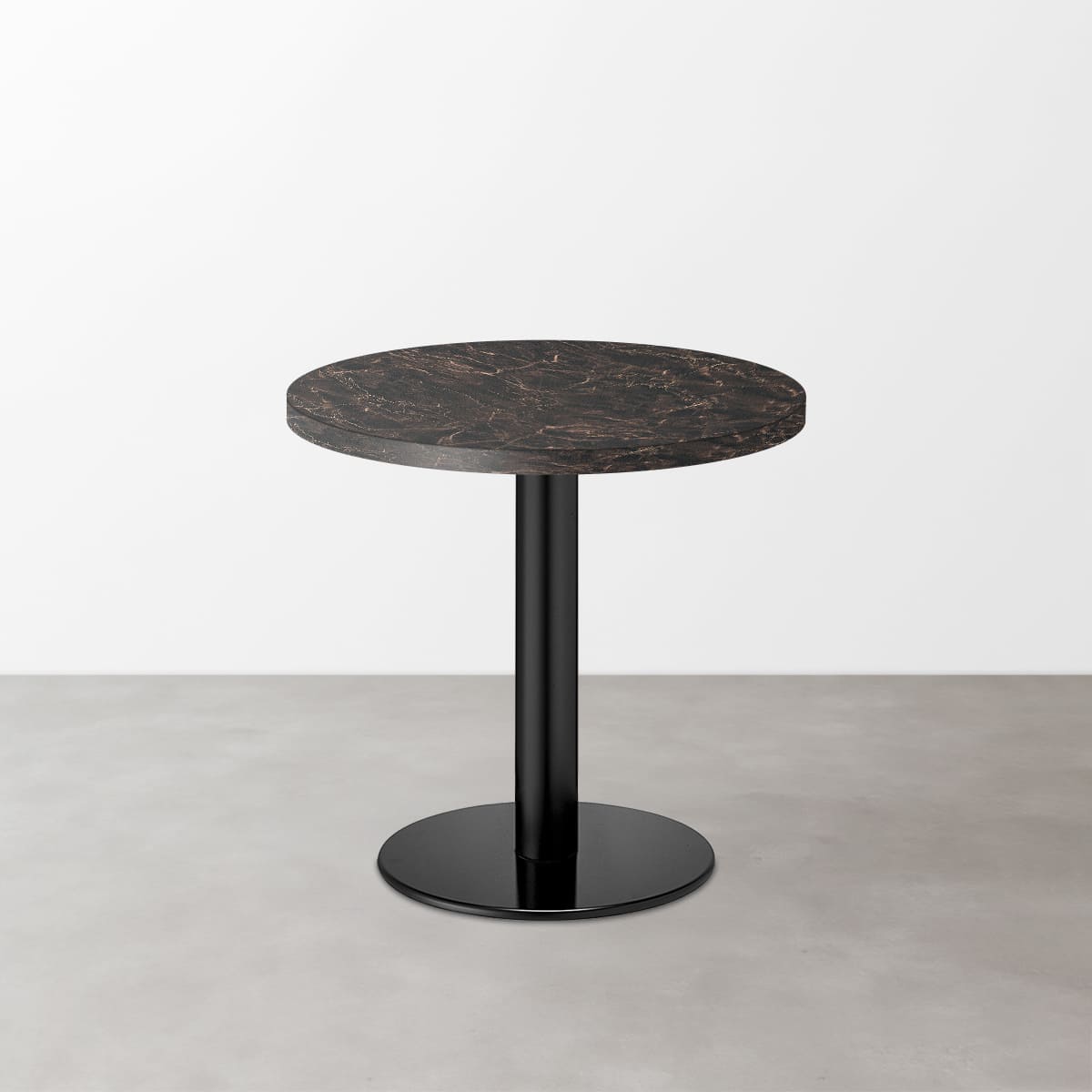 大理石柄 スナックテーブル（φ600）ダークマーブル（グロス）丸形ベース脚セット-画像1