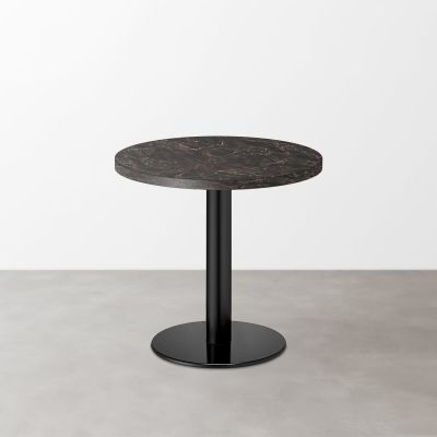 大理石柄 スナックテーブル（φ600）ダークマーブル（グロス）丸形ベース脚セット