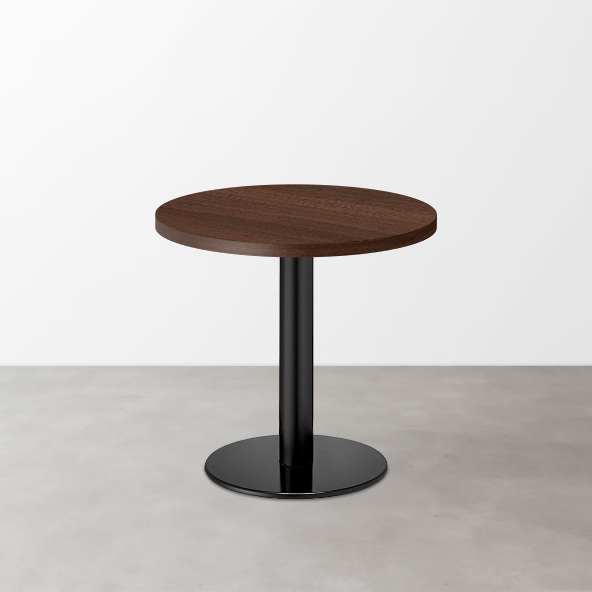 木目 スナックテーブル（φ600）ダークブラウン 丸形ベース脚セット-画像1