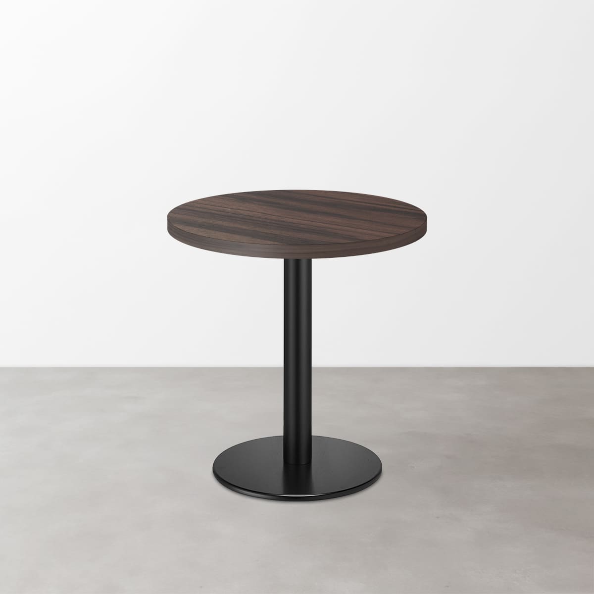 木目鏡面 スナックテーブル（φ500）グレイッシュブラウンゼブラ 丸形ベース脚セット-画像1