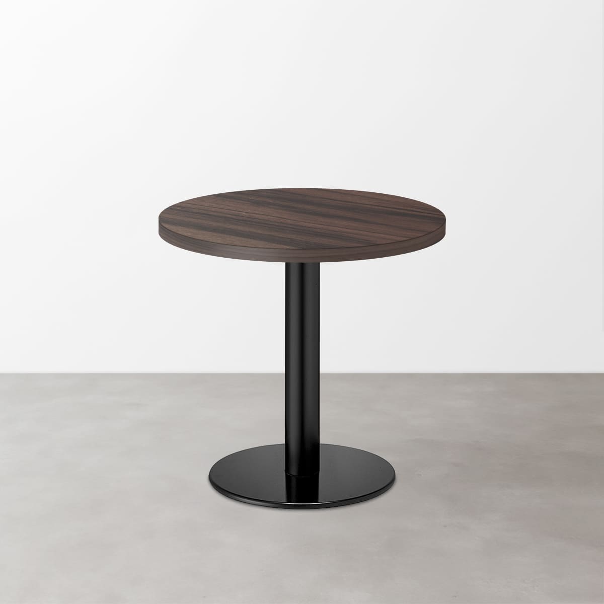 木目鏡面 スナックテーブル（φ600）グレイッシュブラウンゼブラ 丸形ベース脚セット-画像1