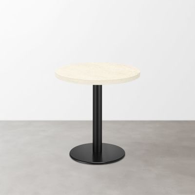 大理石柄 スナックテーブル（φ500）ホワイトベージュ（マット）丸形ベース脚セット