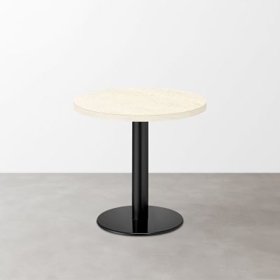 大理石柄 スナックテーブル（φ600）ホワイトベージュ（マット）丸形ベース脚セット