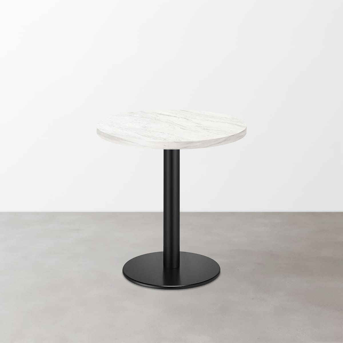 大理石柄 スナックテーブル（φ550）ホワイトグレー（マット）丸形ベース脚セット-画像1