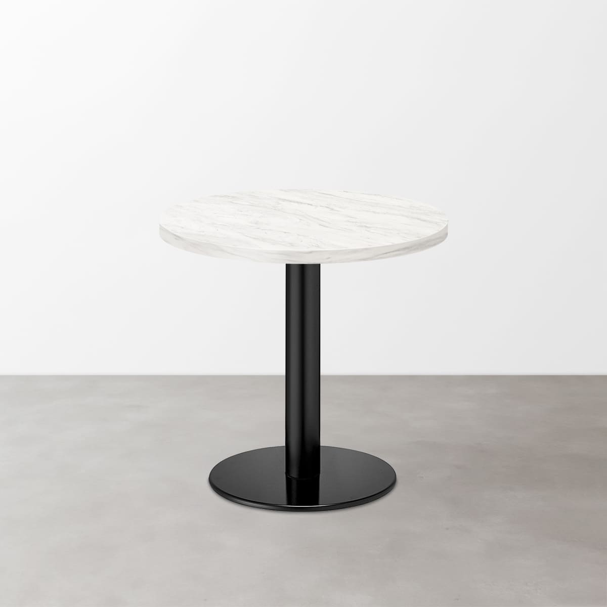 大理石柄 スナックテーブル（φ600）ホワイトグレー（マット）丸形ベース脚セット-画像1