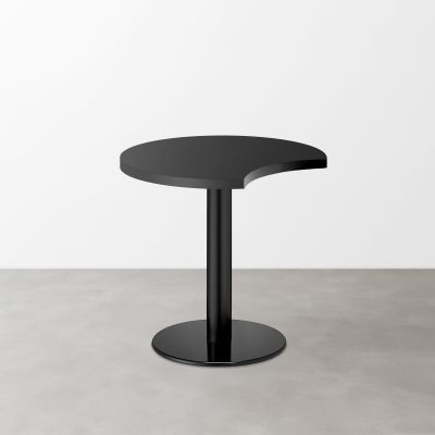 鏡面 スナックテーブル（三日月天板・φ600）グロスブラック 丸形ベース脚セット