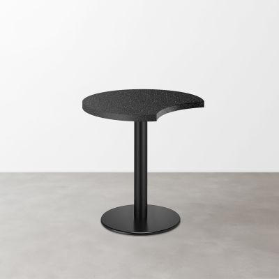 鏡面 スナックテーブル（三日月天板・φ500）ブラック ラメ入り 丸形ベース脚セット