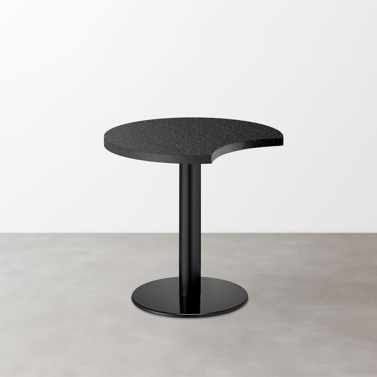 鏡面 スナックテーブル（三日月天板・φ600）ブラック ラメ入り 丸形ベース脚セット-画像1