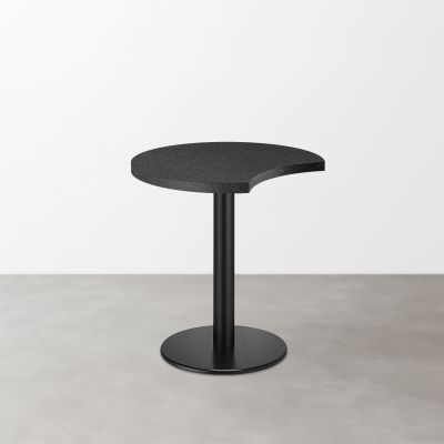 スナックテーブル（三日月天板・φ500）ブラック レザー調 光沢 丸形ベース脚セット