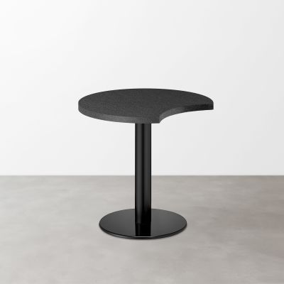 スナックテーブル（三日月天板・φ600）ブラック レザー調 光沢 丸形ベース脚セット