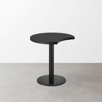 スナックテーブル（三日月天板・φ500）ブラック レザー調 つや消し 丸形ベース脚セット