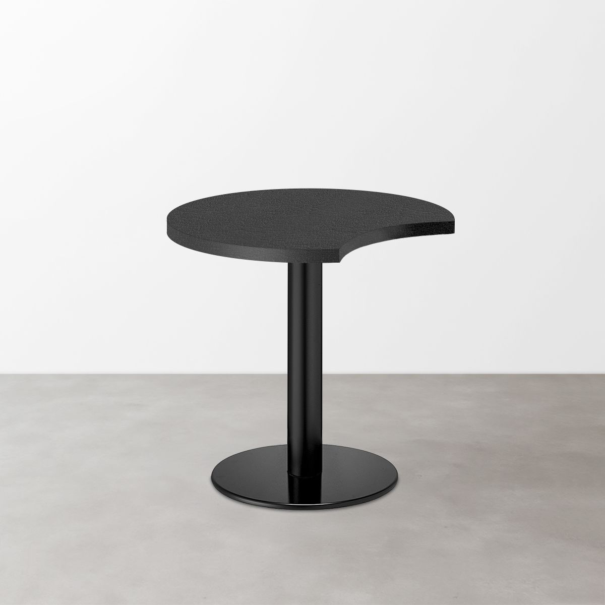 スナックテーブル（三日月天板・φ600）ブラック レザー調 つや消し 丸形ベース脚セット-画像1