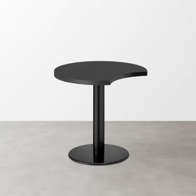 スナックテーブル（三日月天板・φ600）ブラック レザー調 つや消し 丸形ベース脚セット