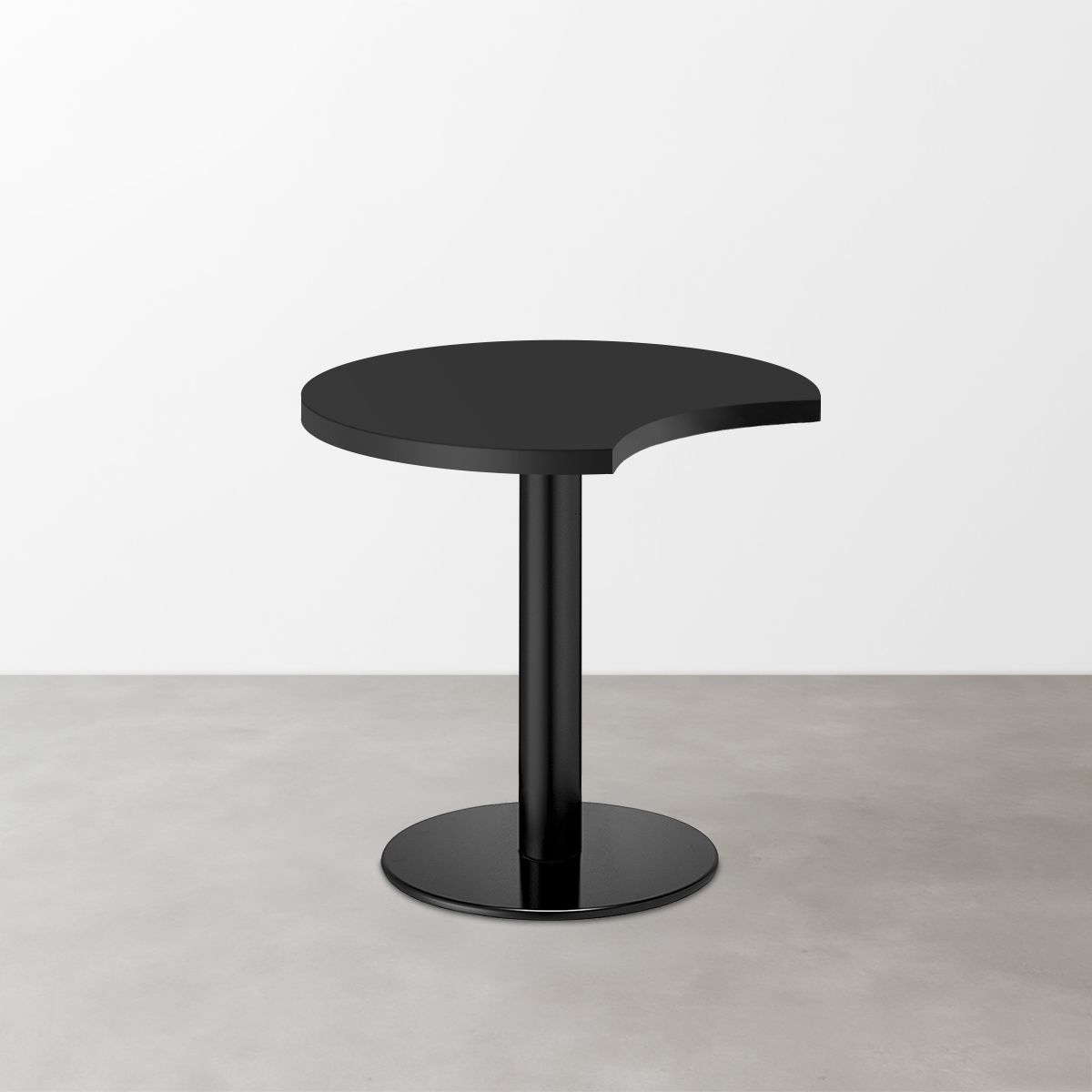 スナックテーブル（三日月天板・φ600）マットブラック 丸形ベース脚セット-画像1