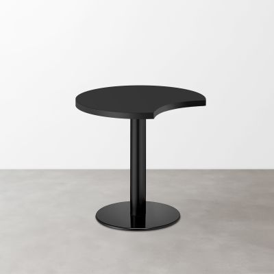 スナックテーブル（三日月天板・φ600）マットブラック 丸形ベース脚セット
