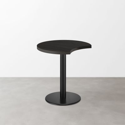 木目 スナックテーブル（三日月天板・φ500）ブラック 柾目 丸形ベース脚セット