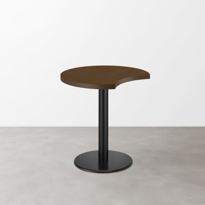 スナックテーブル（三日月天板・φ500）ブラウン レザー調 つや消し 丸形ベース脚セット