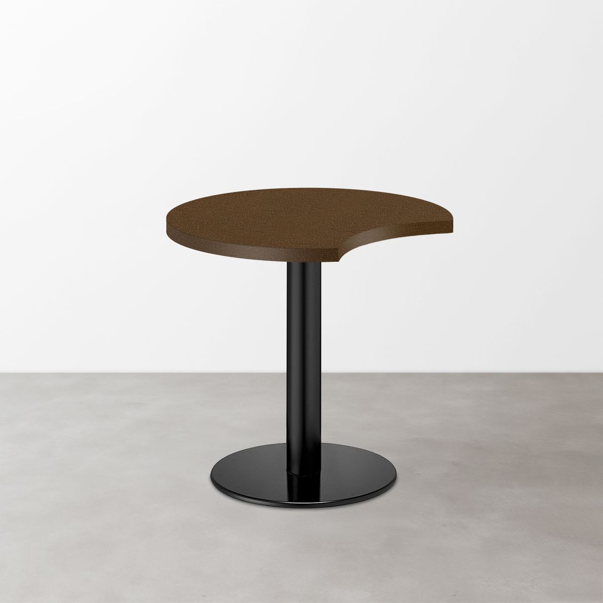 スナックテーブル（三日月天板・φ600）ブラウン レザー調 つや消し 丸形ベース脚セット-画像1