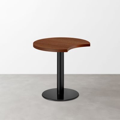 木目 スナックテーブル（三日月天板・φ600）ブラウン 丸形ベース脚セット