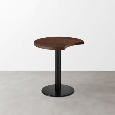 木目 スナックテーブル（三日月天板・φ500）ダークブラウン 丸形ベース脚セット